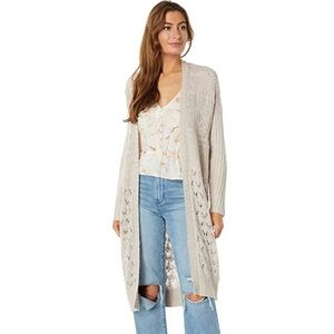 Saltwater Luxe London Long Sleeve Open Front Knit Duster in Bone
